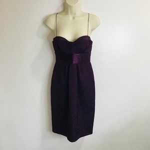 Elie Tahari Y2K Purple Dress Size 0 Wool Blend Satin Spaghetti Straps Cocktail